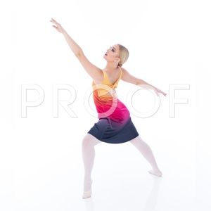 DANCE COSTUME yellow-red-black ombre, velvet